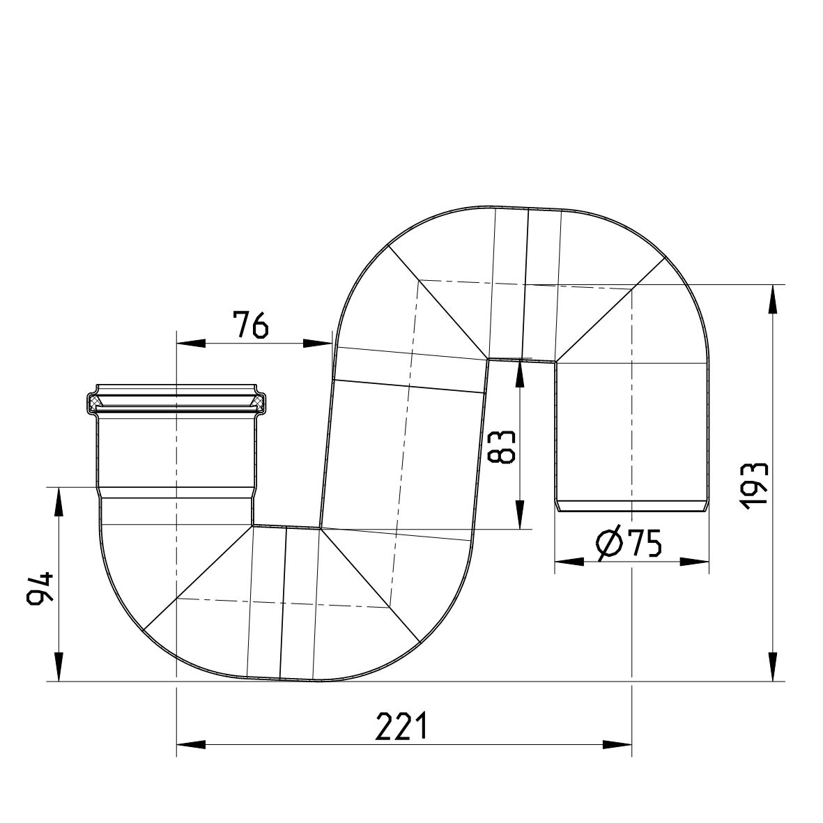 Line Drawing - Water trap-S