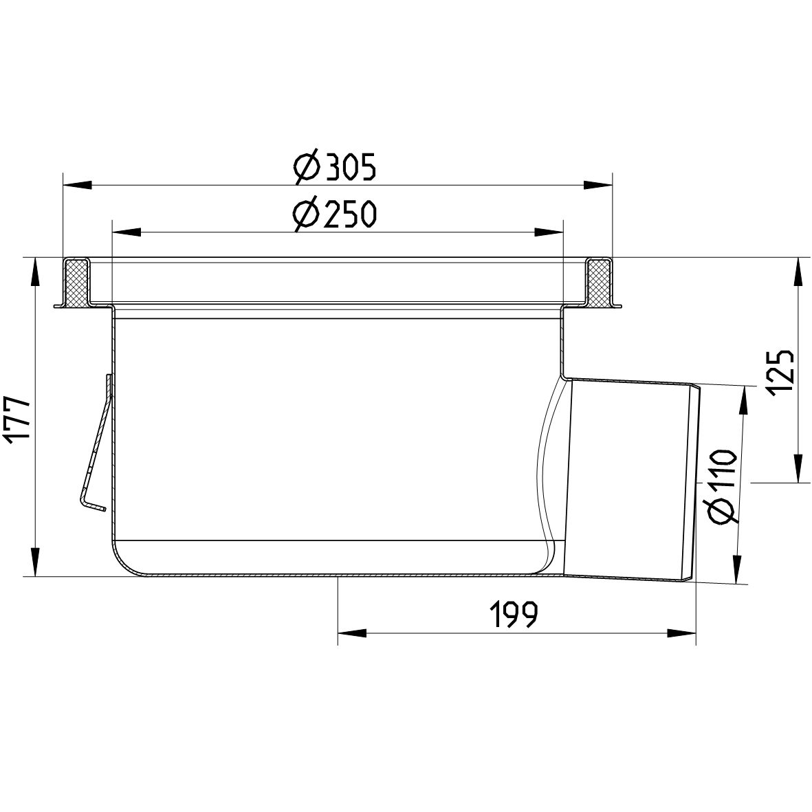 Line Drawing - Drain-No membrane-305