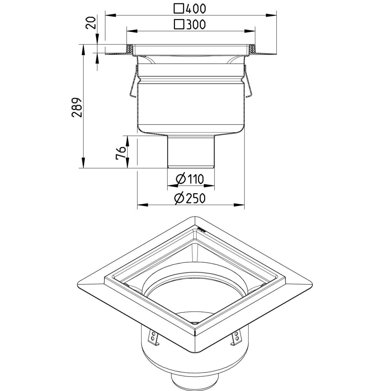 Line Drawing - Drain-Liquid membrane-300